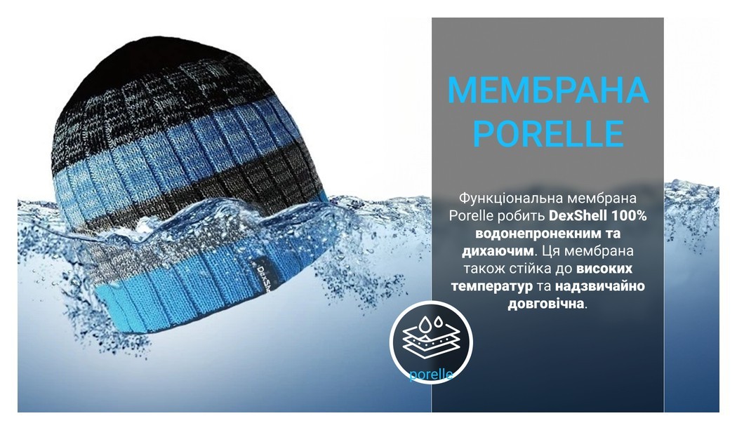 Шапка водонепроникна Dexshell Beanie Gradient (56-58cm) блакитний, укр, укр