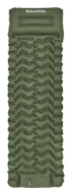 Матрац туристичний надувний одномісний  Naturehike CNK2550WS019, 200х60х6.5 см, зелений із вбудованою помпою для надування