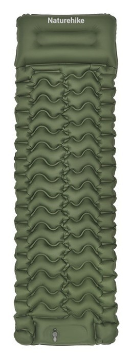 Матрац туристичний надувний одномісний  Naturehike CNK2550WS019, 200х60х6.5 см, зелений із вбудованою помпою для надування, укр, укр