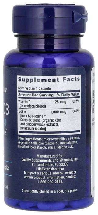 Vit D3 with Sea-Iodine™ 125 mcg (5000 IU) - 60 caps (Пошкоджена банка)