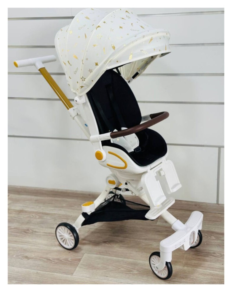 Детская коляска-трансформер 2in1 M2-2 Белая с золотым рисунком Maraton