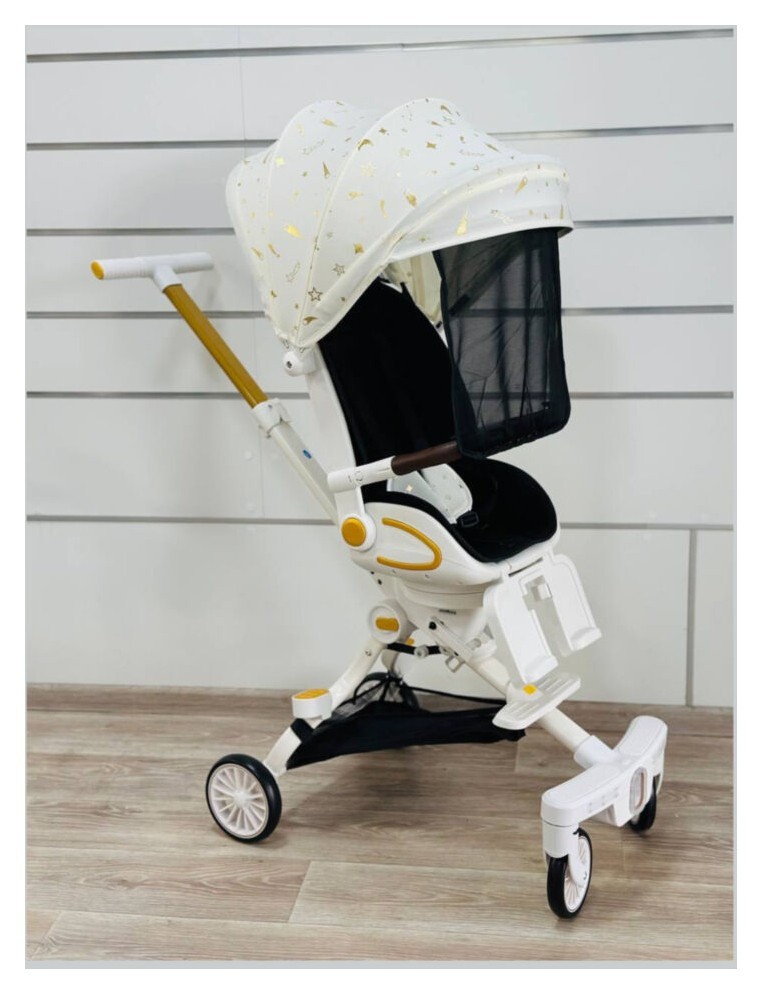 Детская коляска-трансформер 2in1 M2-2 Белая с золотым рисунком Maraton