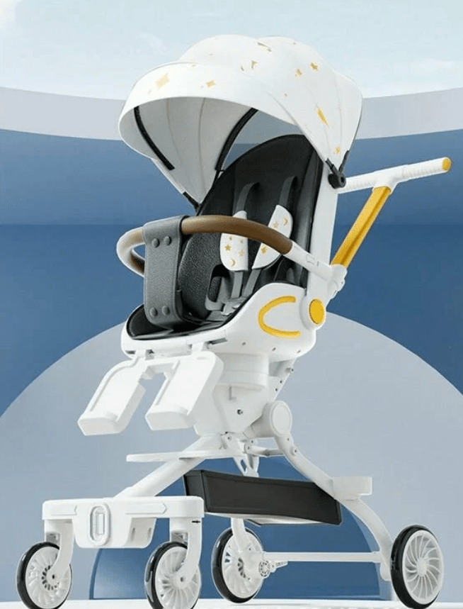 Дитяча коляска-трансформер 2in1 M2-2 Біла із золотим малюнком Maraton