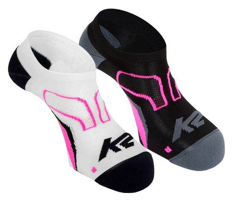Носки для туризма K2 ACTIVE LOW DX SX 2 PACK 35-38 White/n.fuxia+black/n.fuxia (11766)