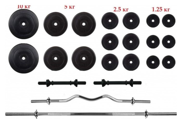 Дві штанги 67 кг із гантелями RN-Sport, укр, укр