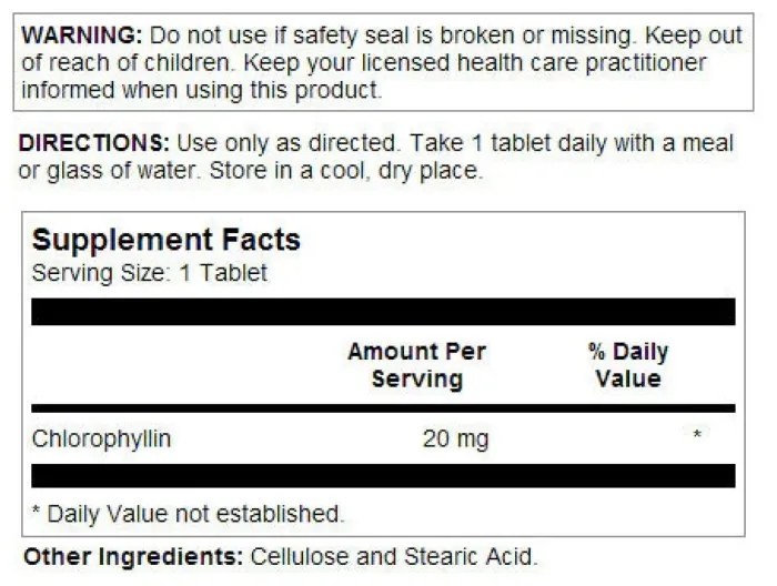 Chlorophyll 20mg - 100 tabs