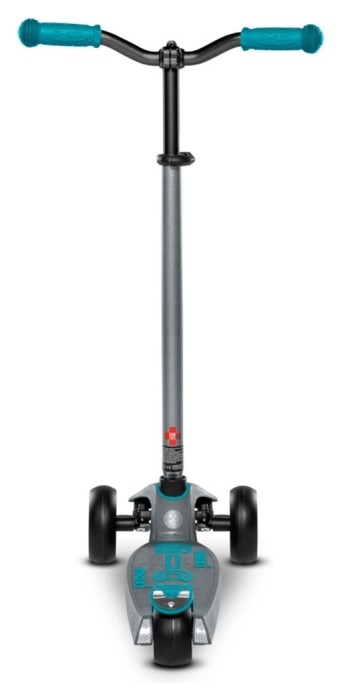 Самокат MICRO серии "Maxi PRO Deluxe" - СЕРЫЙ И АКВА (до 50 кг, 3-х колесный)