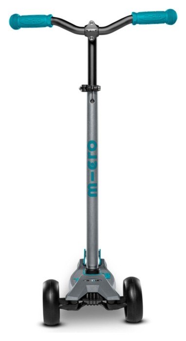 Самокат MICRO серии "Maxi PRO Deluxe" - СЕРЫЙ И АКВА (до 50 кг, 3-х колесный)
