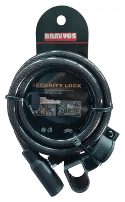 Замок BRAVVOS LOC-045-055 під ключ зі сталевим тросом 10ммх1500мм