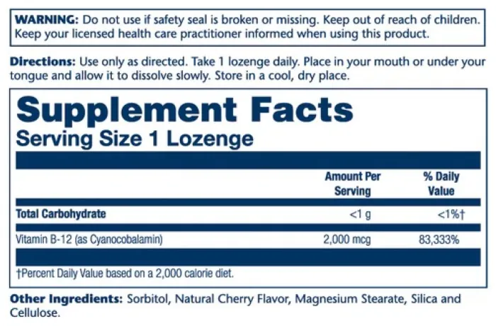 Vitamin B-12 2000mcg - 90 lozenges Natural Cherry