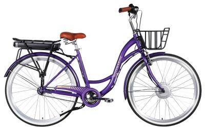 Велосипед с электроприводом 28" ST Dorozhnik eAQUAMARINE BH рама-19" 36B 13А*г 500Вт фиолетовый с корзиной 2026