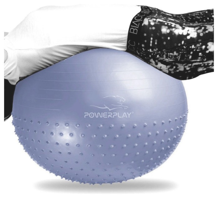 М'яч для фітнесу (фітбол) напівмассажний PowerPlay 4003 Ø75 cm Gymball Sky Blue + помпа