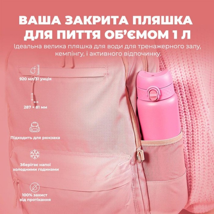 Картофель для воды металлический вакуумный ION8 920 мл. Vacuum Insulated, Rose Bloom