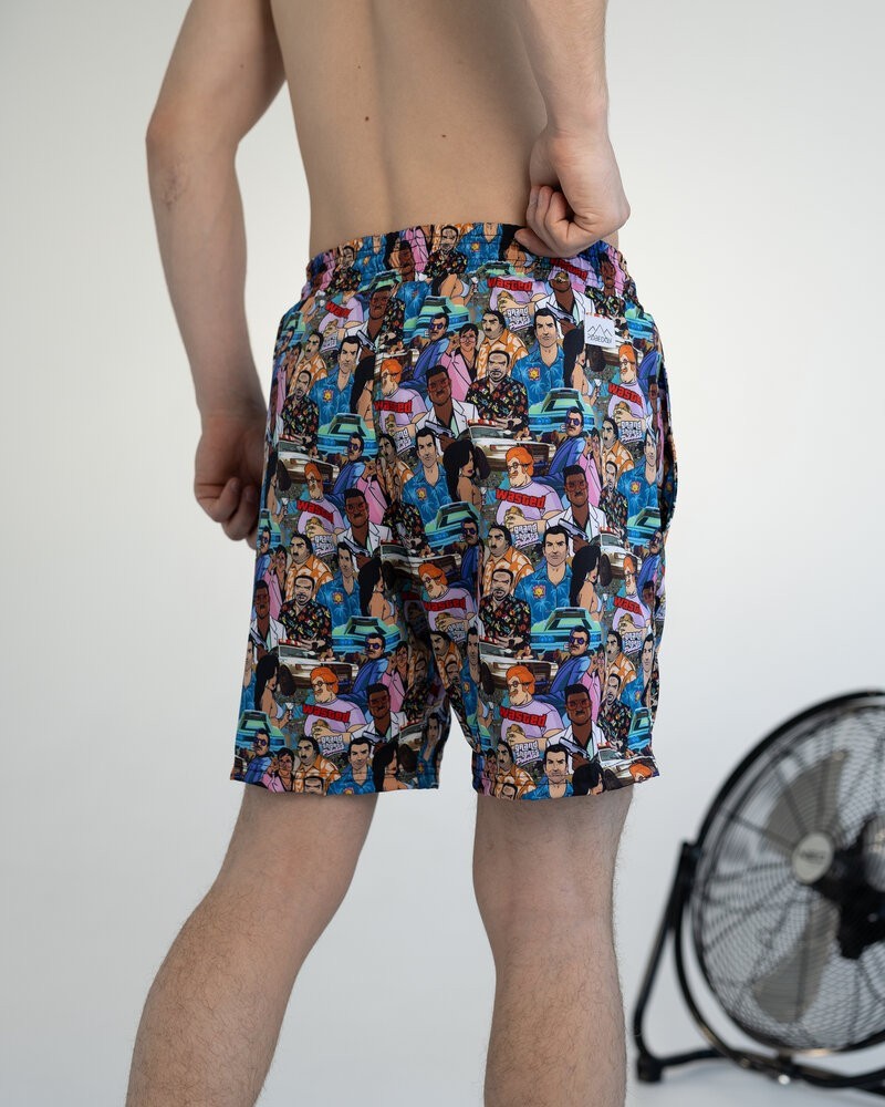 Чоловічі пляжні шорти із принтом блакитні Pobedov Vocation GTA, укр, укр