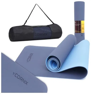 Коврики спортивные Cornix TPE 183 x 61 x 0.6 см для йоги и фитнеса XR-0003 Blue/Sky Blue