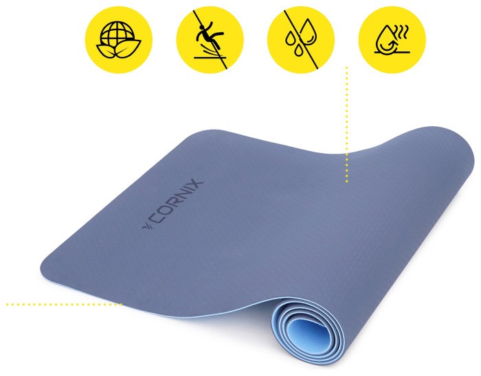 Коврики спортивные Cornix TPE 183 x 61 x 0.6 см для йоги и фитнеса XR-0003 Blue/Sky Blue