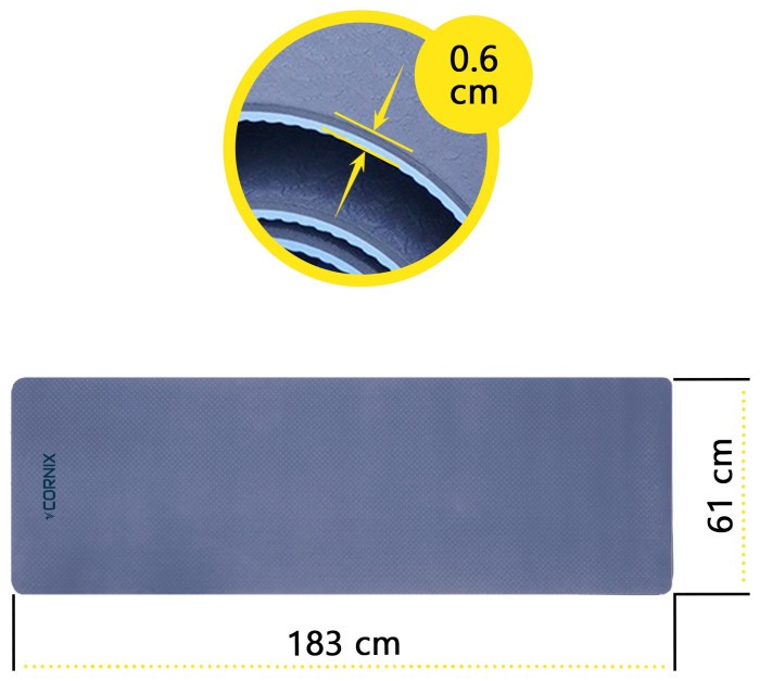Коврики спортивные Cornix TPE 183 x 61 x 0.6 см для йоги и фитнеса XR-0003 Blue/Sky Blue