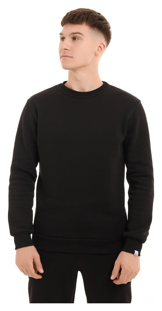 Свитшот мужской однотонный черный Pobedov 007 ЗИМА