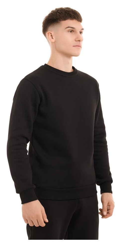 Свитшот мужской однотонный черный Pobedov 007 ЗИМА