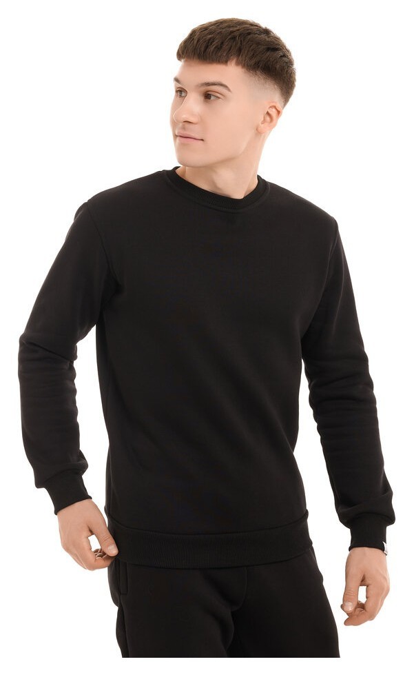 Свитшот мужской однотонный черный Pobedov 007 ЗИМА