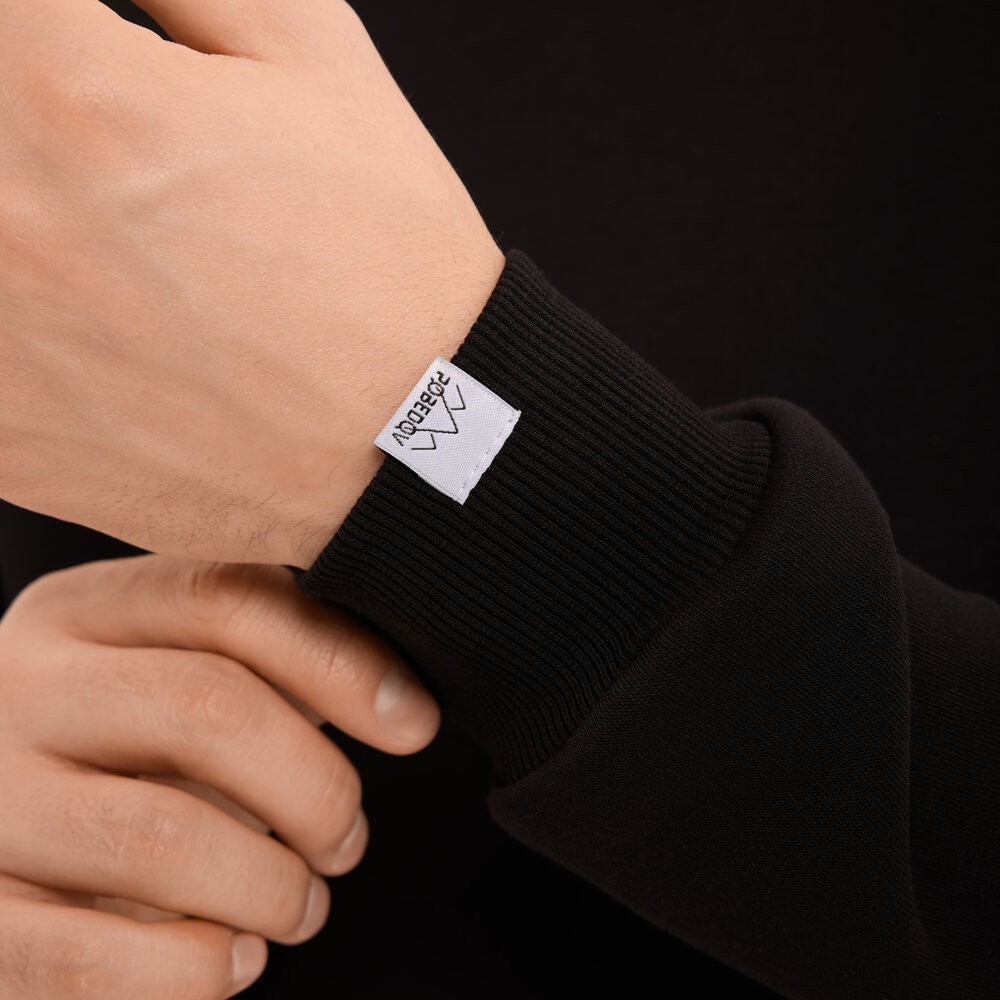 Свитшот мужской однотонный черный Pobedov 007 ЗИМА