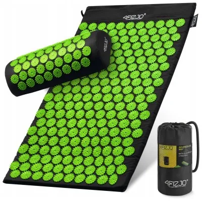 Килимок акупунктурний з валиком 4FIZJO Classic Mat Аплікатор Кузнєцова Black/Green (P-5907222931745)