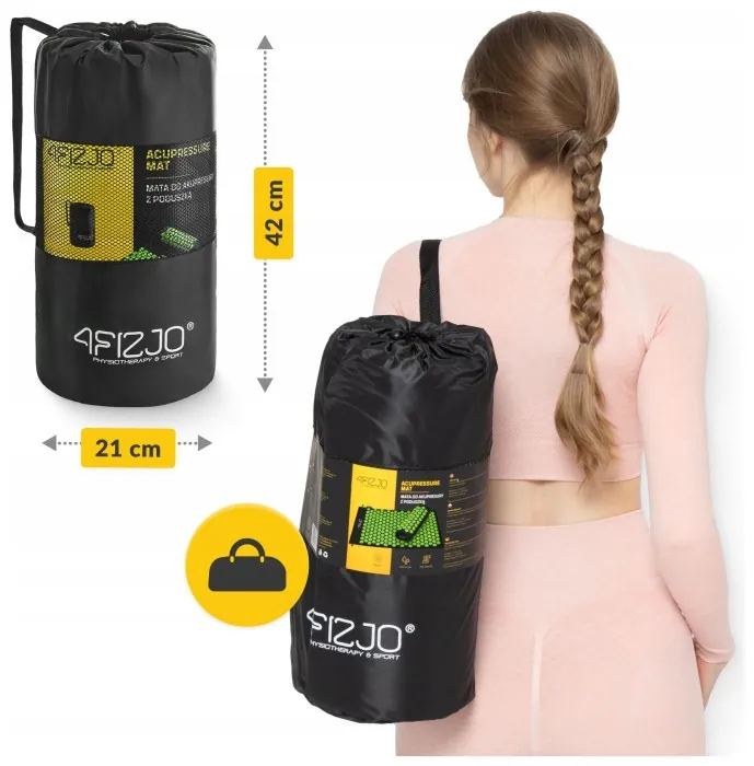 Килимок акупунктурний з валиком 4FIZJO Classic Mat Аплікатор Кузнєцова Black/Green (P-5907222931745)