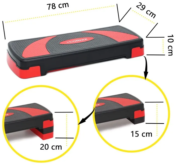 Степ-платформа 3-ступінчаста Cornix 78 х 29 х 10-20 см XR-0185 Black/Red