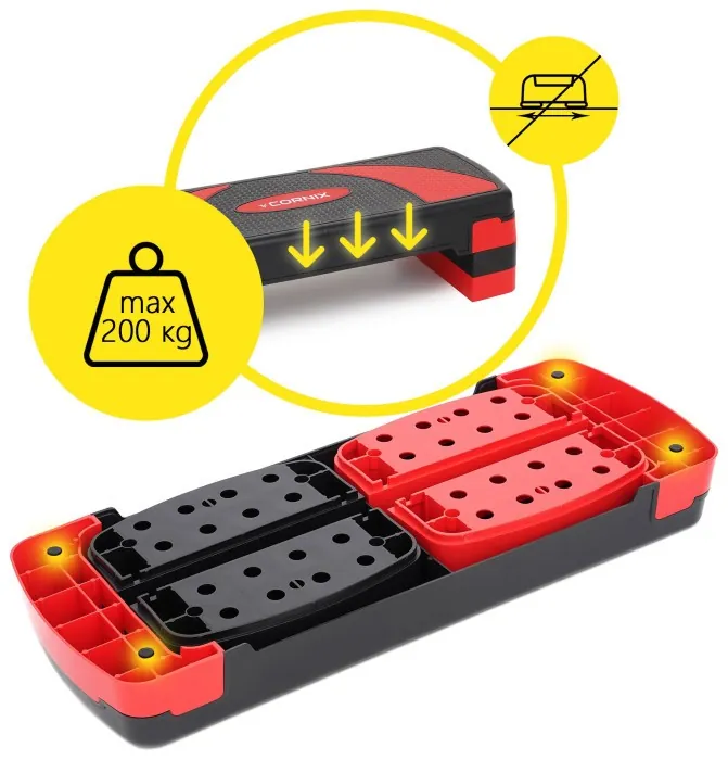 Степ-платформа 3-ступінчаста Cornix 78 х 29 х 10-20 см XR-0185 Black/Red