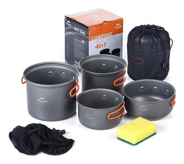 Набір посуду Naturehike 2-3 (2 каструлі+кришки) NH15T401-G Grey (VTG_6927595787212)