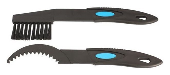 Щітка гребінка для чищення зірок та ланцюга ROU KL-7001+KL-7002, пласт. до-кт, чорні, укр, укр