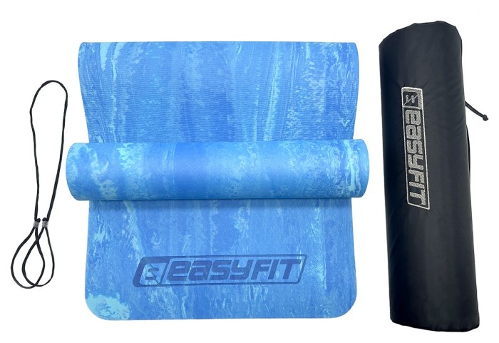 Коврик для йоги и фитнеса EasyFit PER Premium Mat 8 мм синий + Чехол