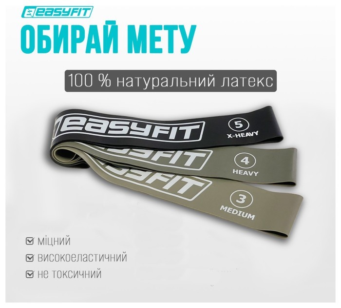 Резинки для фитнеса EasyFit MonoBand набор 3 шт