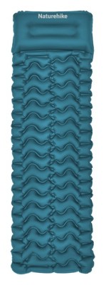 Матрас туристический надувной одноместный Naturehike CNK2550WS019, 200х60х6.5 см, синий, для кемпинга с мешком для надува