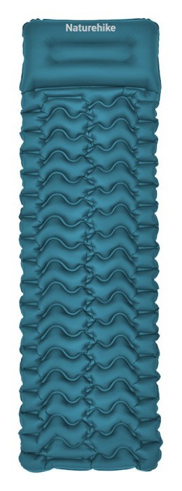 Матрас туристический надувной одноместный Naturehike CNK2550WS019, 200х60х6.5 см, синий, для кемпинга с мешком для надува