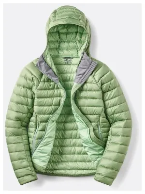 Легкий женский пуховик Rab Microlight Alpine Hoody Wmns, Dark Fig Green, 10