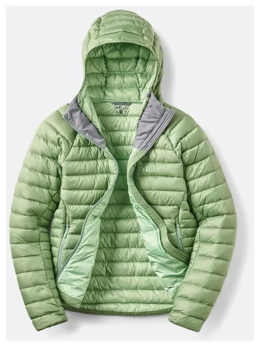 Легкий женский пуховик Rab Microlight Alpine Hoody Wmns, Dark Fig Green, 10
