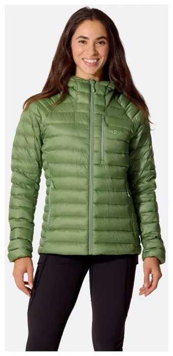 Легкий женский пуховик Rab Microlight Alpine Hoody Wmns, Dark Fig Green, 10