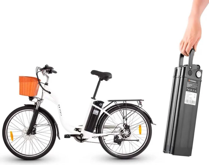 Електровелосипед міський DYU C6 (250 Вт; 12,5 А/год; 36 В), колеса 26", з ручкою газу, білий