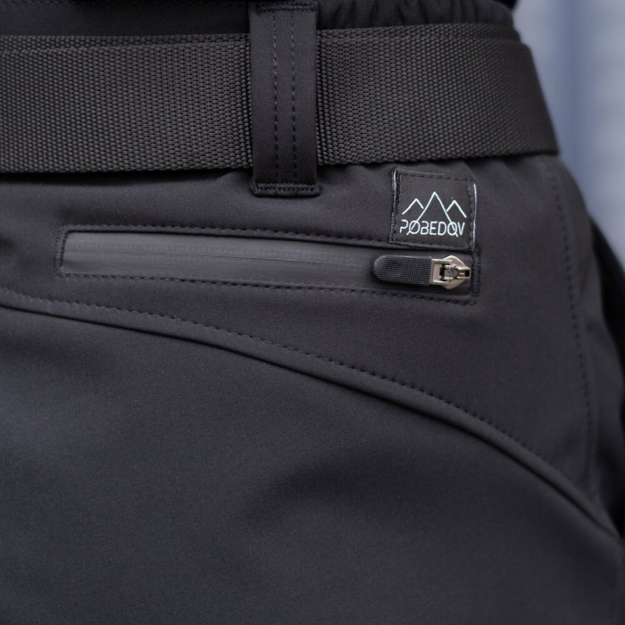Брюки карго мужские весенние с карманами черные Pobedov Static