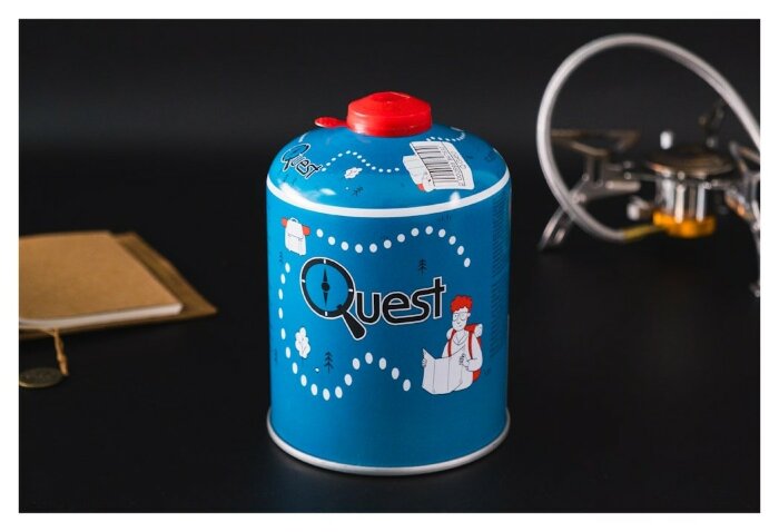 Набір із 12 шт газових балонів різьбових бутанових Quest, 450гр