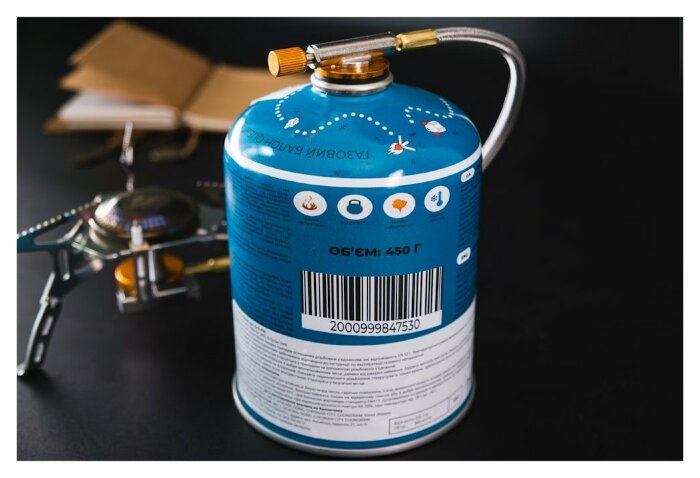 Набір із 12 шт газових балонів різьбових бутанових Quest, 450гр, укр, укр