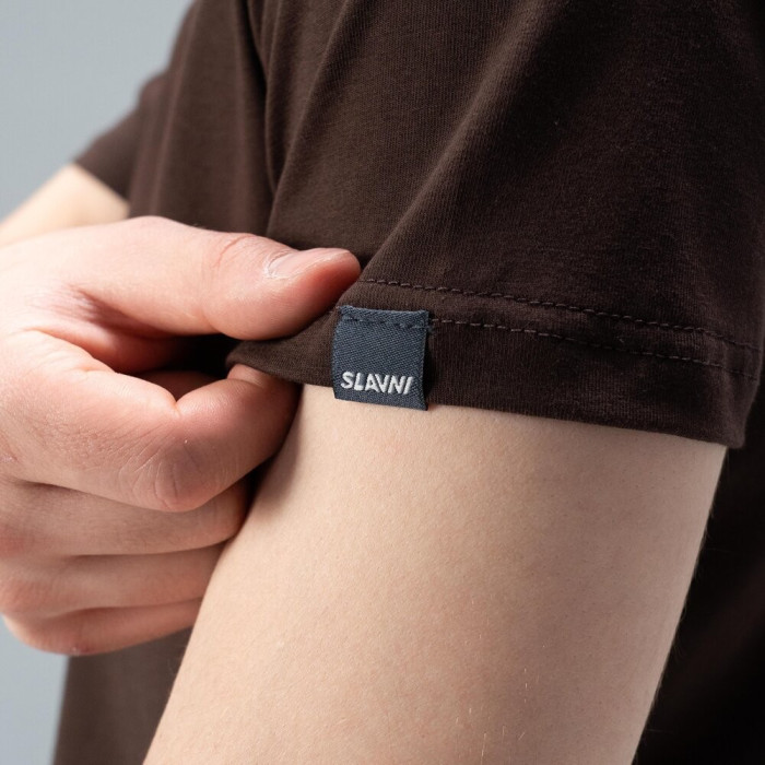 Футболка Slavni мужская повседневная шоколадная, Футболка Slavni Unity мужская хлопковая шоколадная