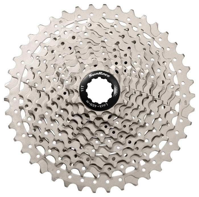 Кассета 10-k 11-42T SUN RACE MTB MS2 алюминиевый паук, Metallic Silver