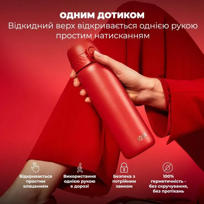 Картофель для воды металлический вакуумный ION8 500 мл. Vacuum Insulated, Red