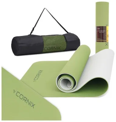 Коврик спортивный Cornix TPE 183 x 61 x 0.6 см для йоги и фитнеса XR-0008 Green/Grey