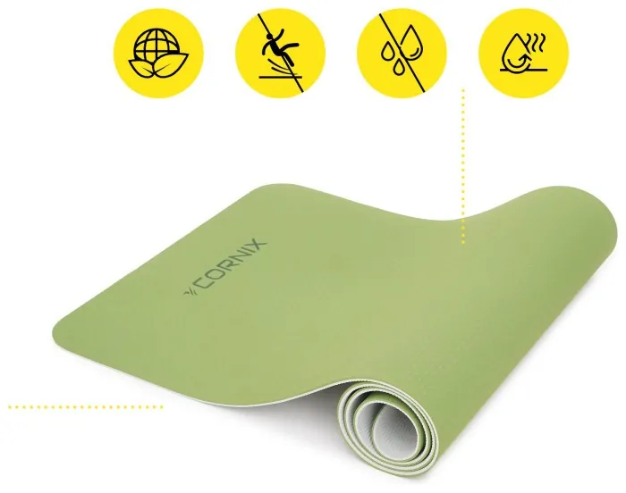 Коврик спортивный Cornix TPE 183 x 61 x 0.6 см для йоги и фитнеса XR-0008 Green/Grey