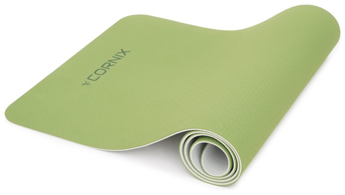 Коврик спортивный Cornix TPE 183 x 61 x 0.6 см для йоги и фитнеса XR-0008 Green/Grey