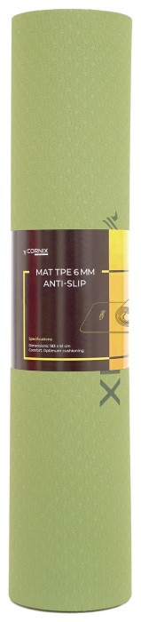 Коврик спортивный Cornix TPE 183 x 61 x 0.6 см для йоги и фитнеса XR-0008 Green/Grey