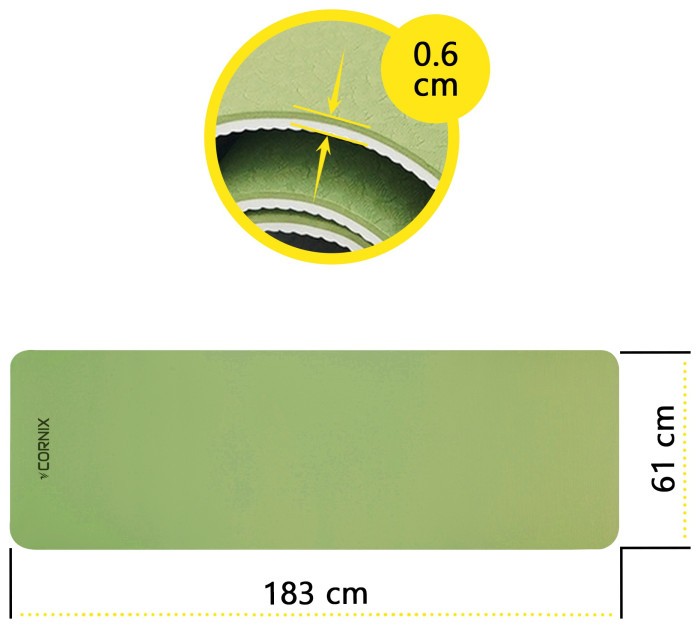 Коврик спортивный Cornix TPE 183 x 61 x 0.6 см для йоги и фитнеса XR-0008 Green/Grey